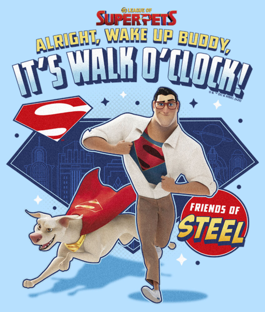 Men's DC League of Super-Pets Superman and Krypto Walk O'Clock  Adult T-Shirt
