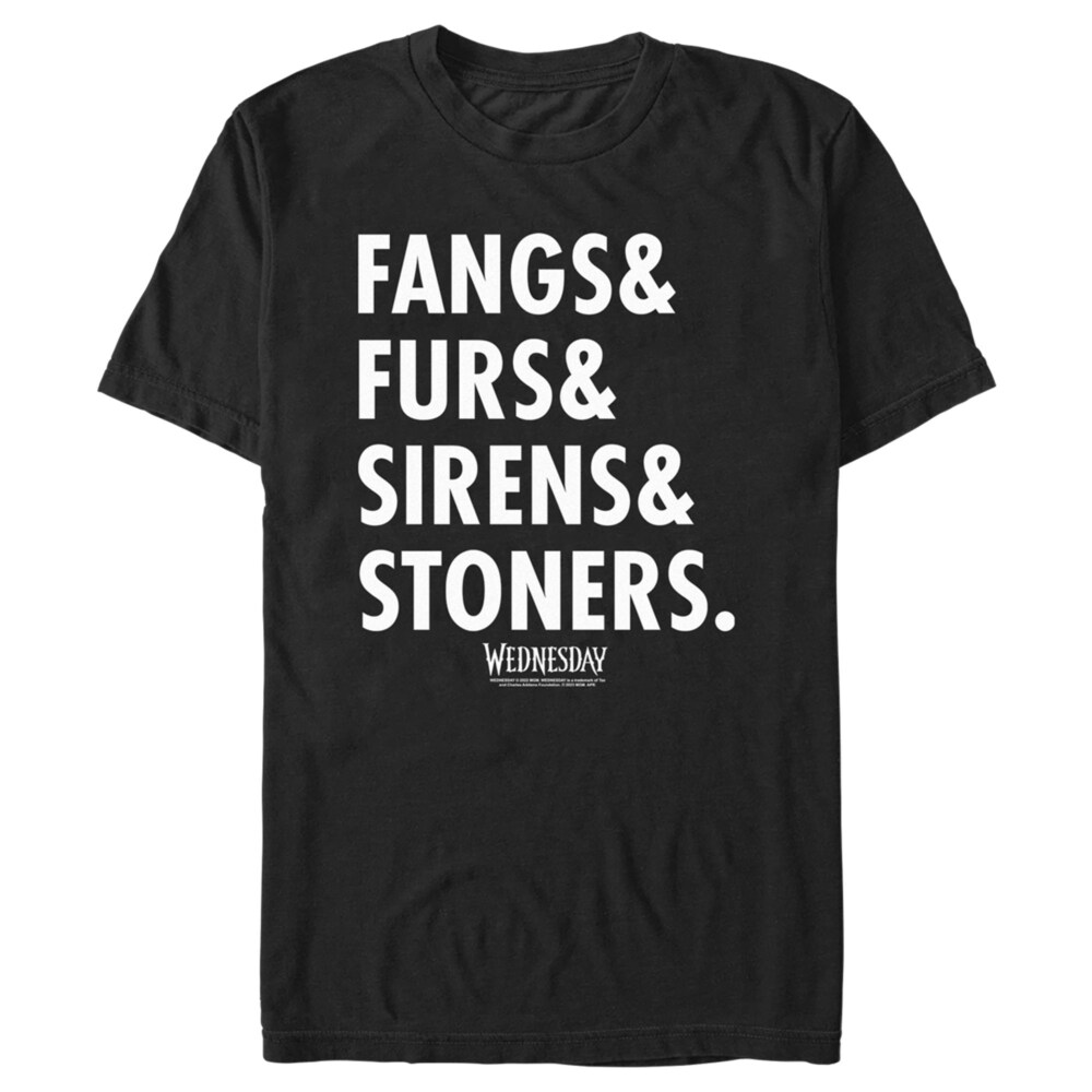 Men's Wednesday Fangs & Furs & Sirens & Stoners  Adult T-Shirt