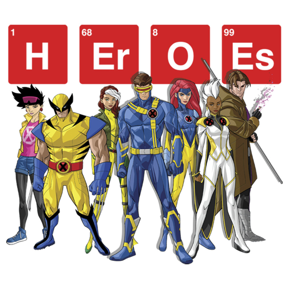 Men's Marvel Periodic Table of Mutant Heroes  Adult Baseball Tee