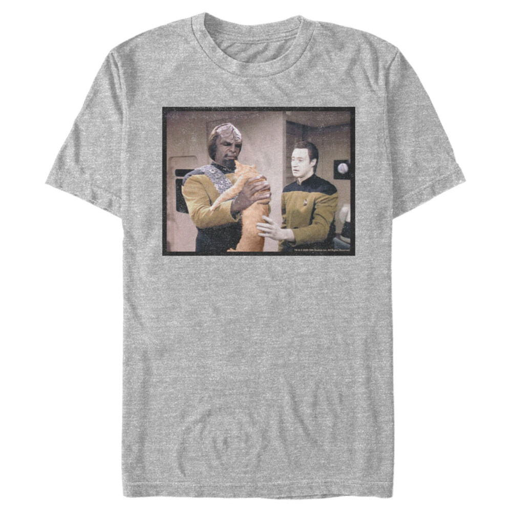 Men's Star Trek: The Next Generation Worf and Data What Do We Do With This Cat  Adult T-Shirt