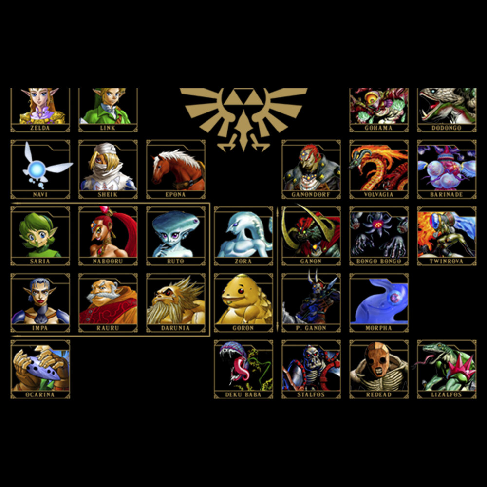 Men's Nintendo Legend of Zelda Ocarina Periodic Table  Adult T-Shirt