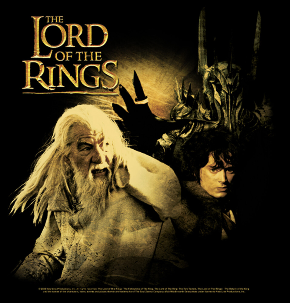 Men's The Lord of the Rings Fellowship of the Ring Gandalf Frodo and Sauron Logo  Adult T-Shirt