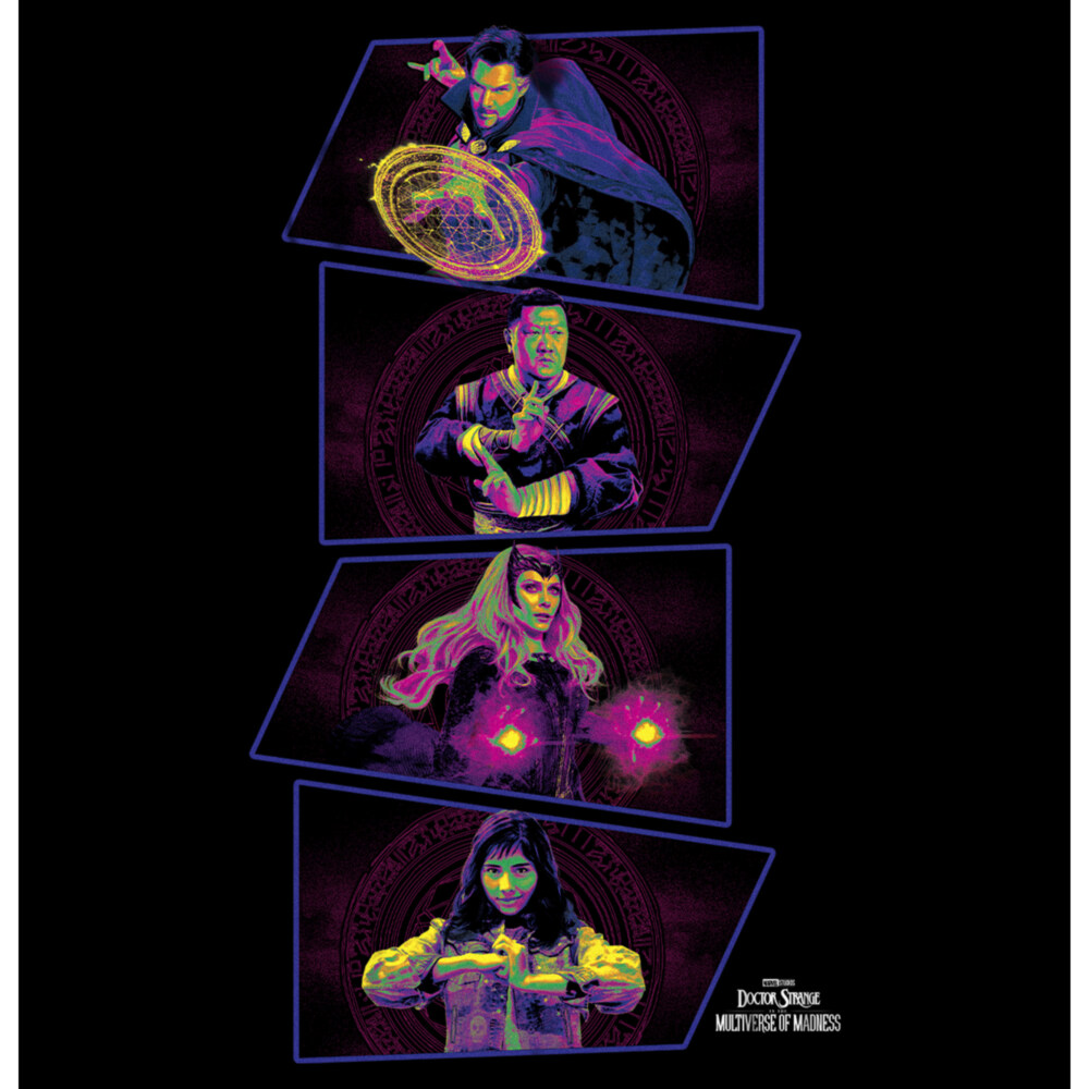 Men's Marvel Doctor Strange in the Multiverse of Madness Neon Panels  Adult T-Shirt