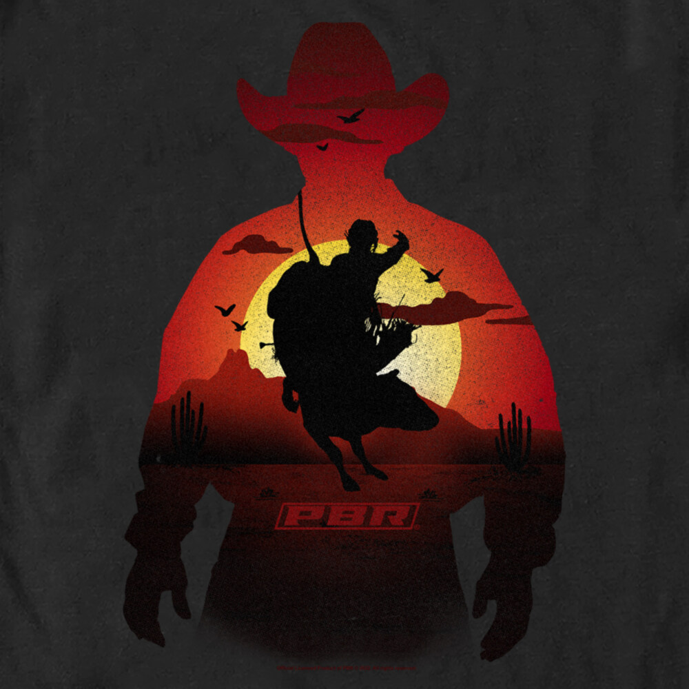 Men's Professional Bull Riders Sunset Cowboy Silhouette  Adult T-Shirt