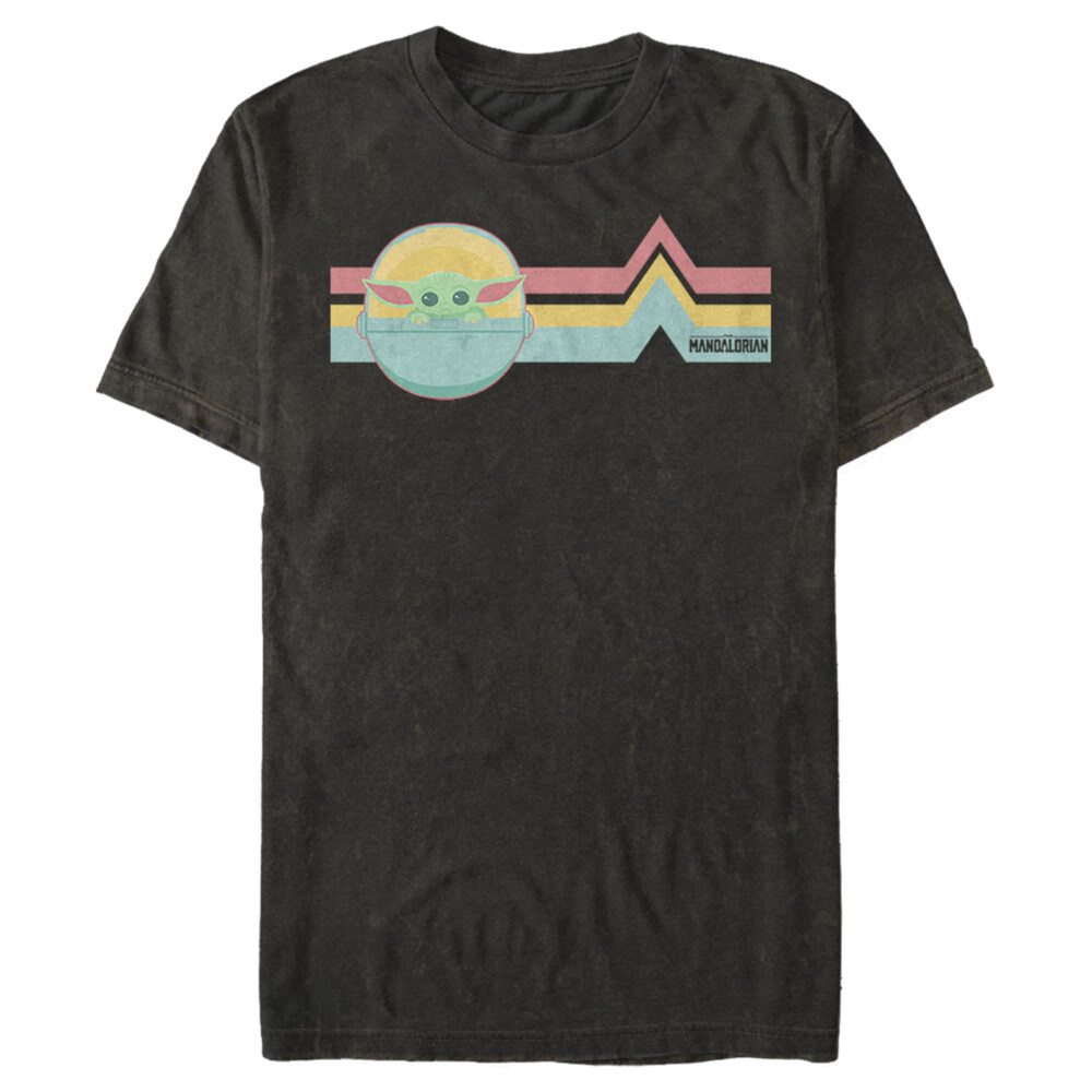 Men's Star Wars: The Mandalorian The Child Retro Stripes  Adult T-Shirt