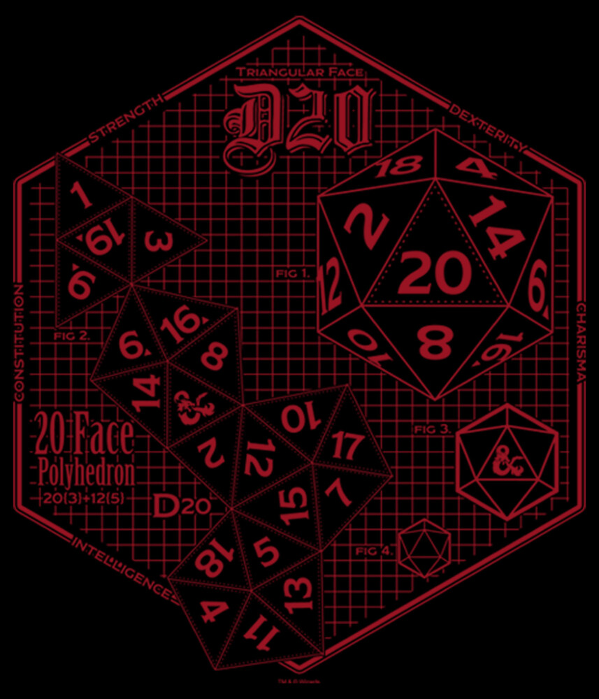Men's Dungeons & Dragons Icosahedron Schematic  Adult T-Shirt
