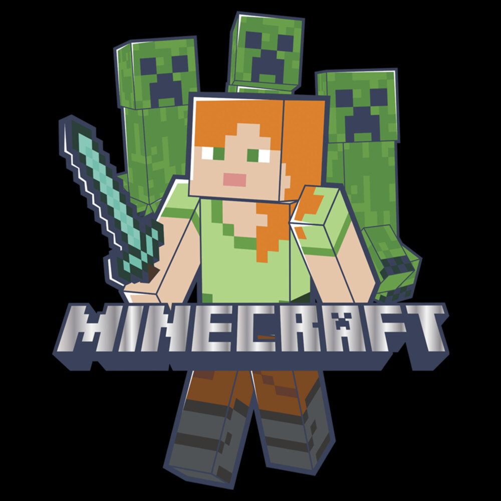 Men's Minecraft Alex and Creepers  Adult T-Shirt