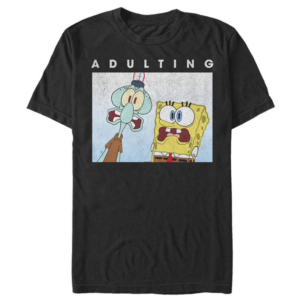 Men's SpongeBob SquarePants Squidward Adulting is Scary  Adult T-Shirt