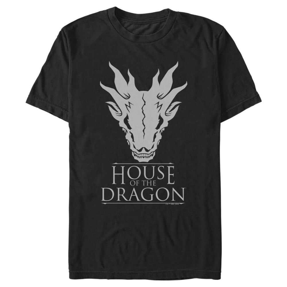Men's Game of Thrones: House of the Dragon White Dragon Skull Logo  Adult T-Shirt