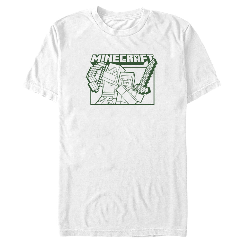 Men's Minecraft Steve and Alex Attack  Adult T-Shirt