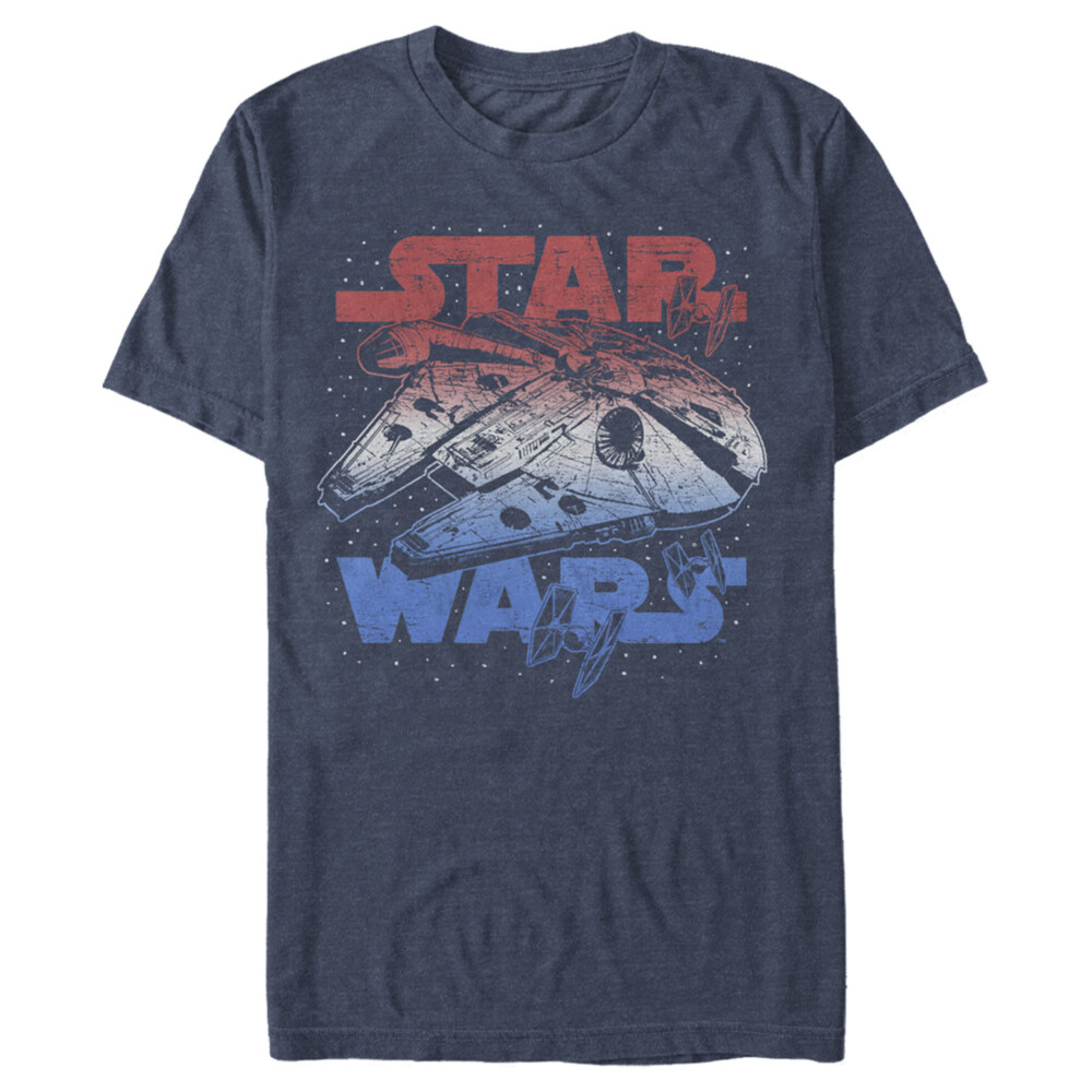 Men's Star Wars Patriotic Vintage Millennium Falcon  Adult T-Shirt