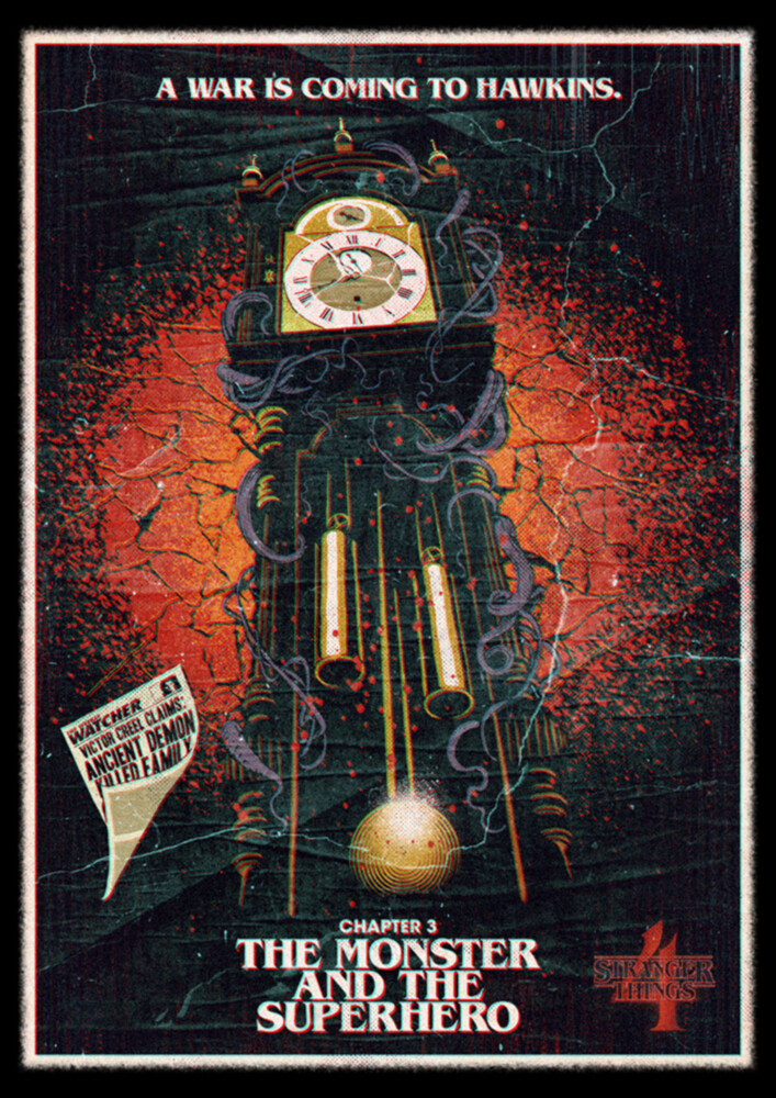 Men's Stranger Things Retro The Monster and The Superhero Poster  Adult T-Shirt