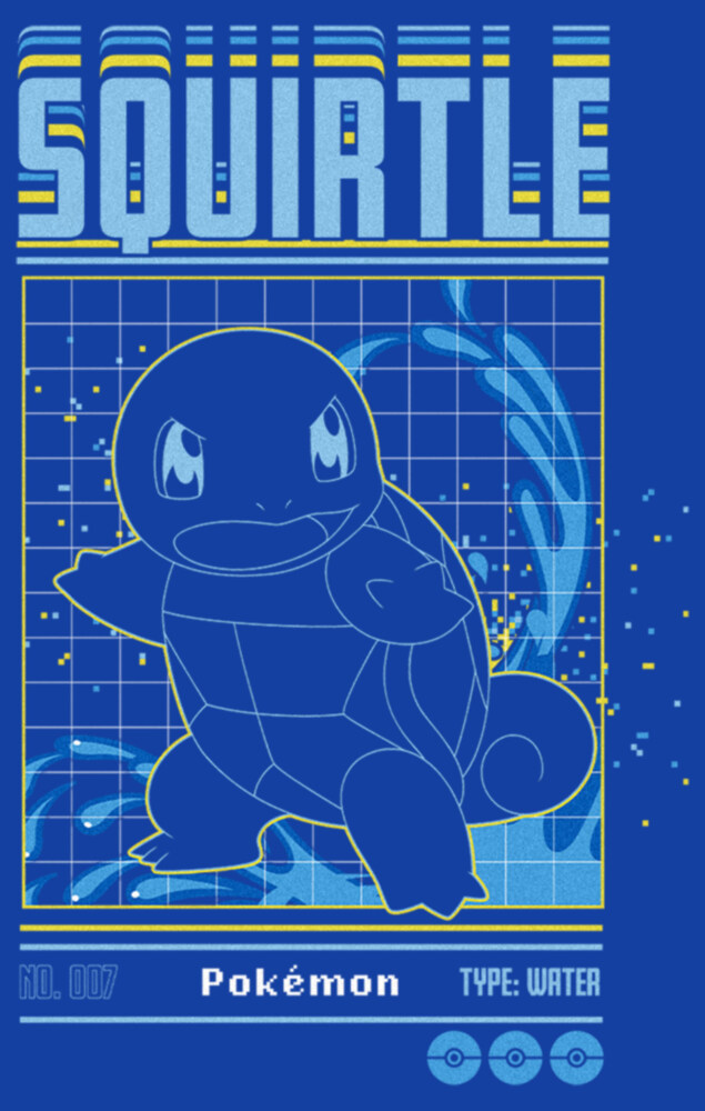 Men's Pokemon Squirtle Retro Grid  Adult T-Shirt