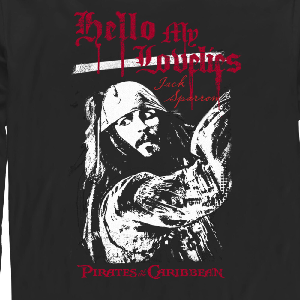 Men's Pirates of the Caribbean: Curse of the Black Pearl Jack Sparrow Hello My Lovelies  Adult Long Sleeve Shirt