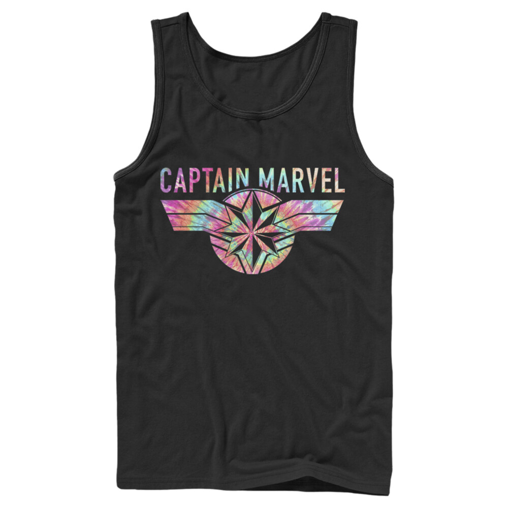 Men's Marvel Captain Marvel Logo Banner Tie Dye Colors  Adult Tank Top