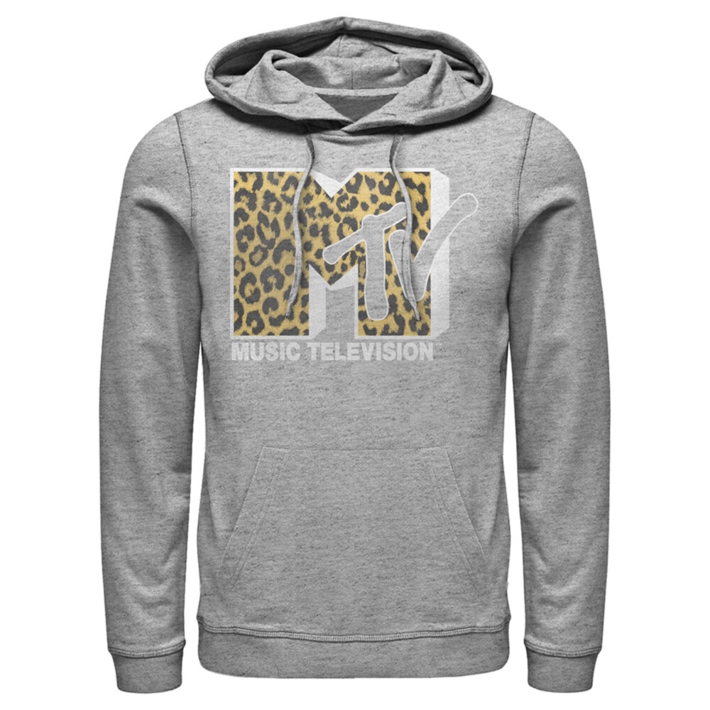 Men's MTV Cheetah Print Logo  Adult Pull Over Hoodie