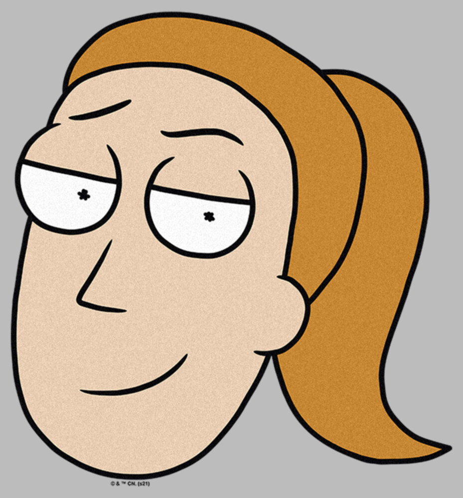 Men's Rick And Morty Smiling Summer Big Head Portrait  Adult T-Shirt