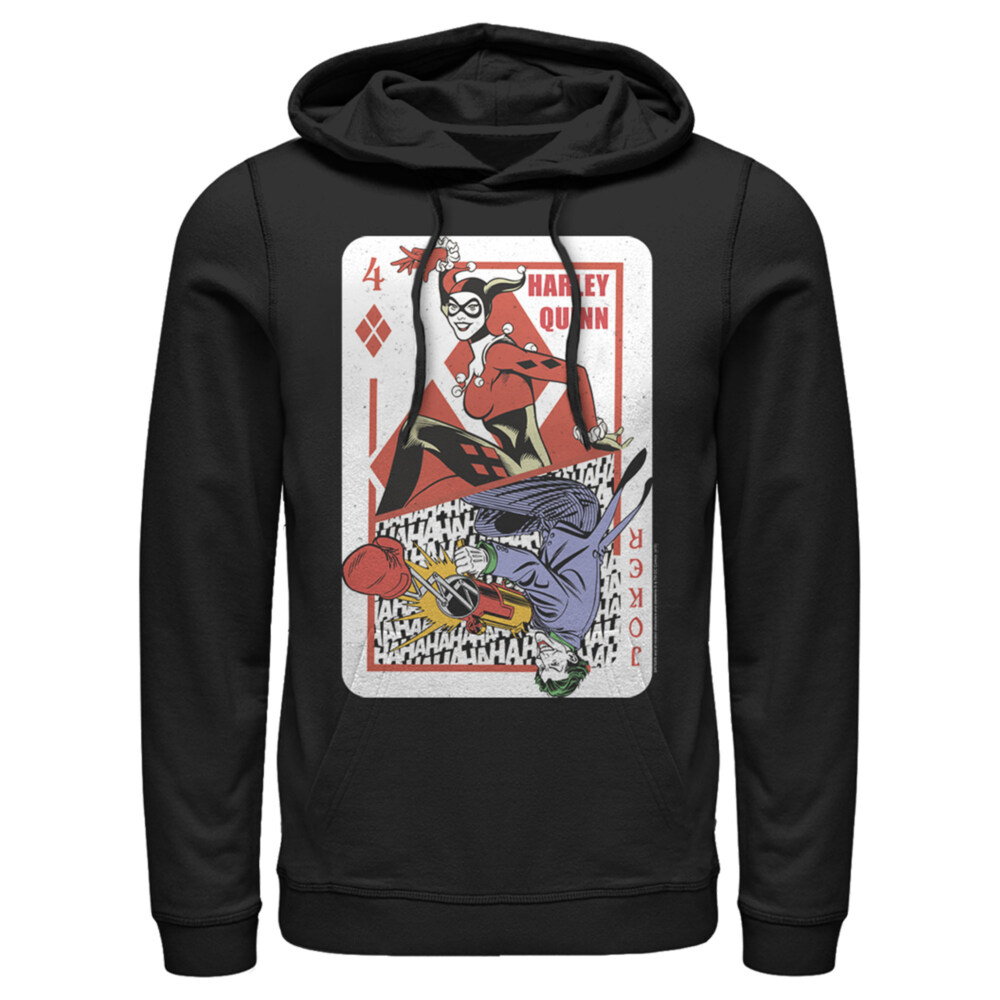 Men's Batman Harley Quinn Joker Poker Card  Adult Pull Over Hoodie