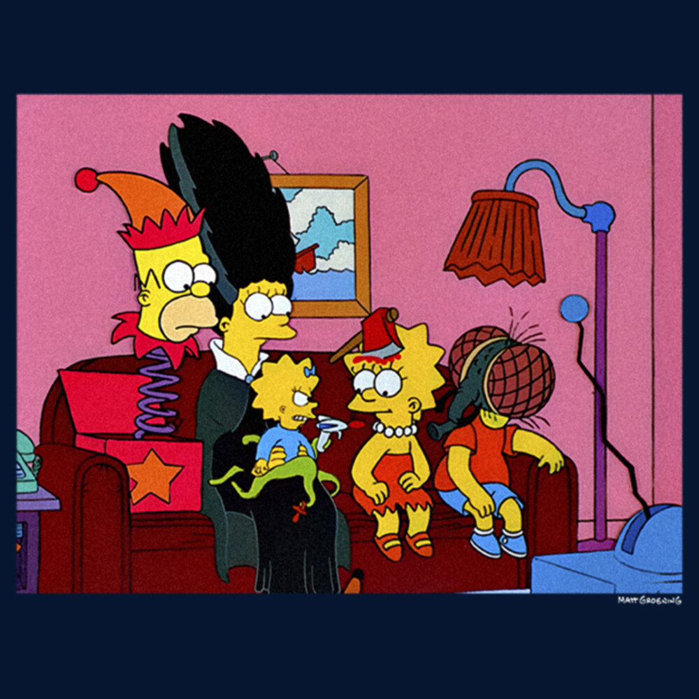 Men's The Simpsons Horror Family Couch  Adult Long Sleeve Shirt