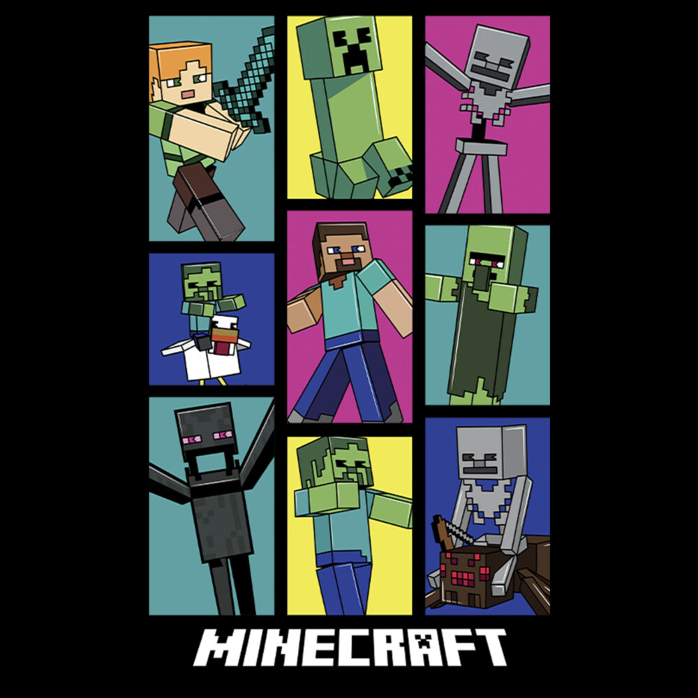 Men's Minecraft Boxed Mobs  Adult T-Shirt