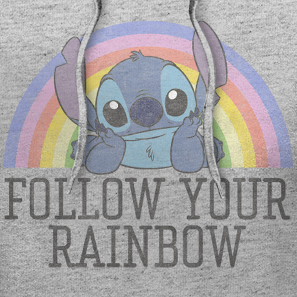 Men's Lilo & Stitch Follow Your Rainbow  Adult Pull Over Hoodie