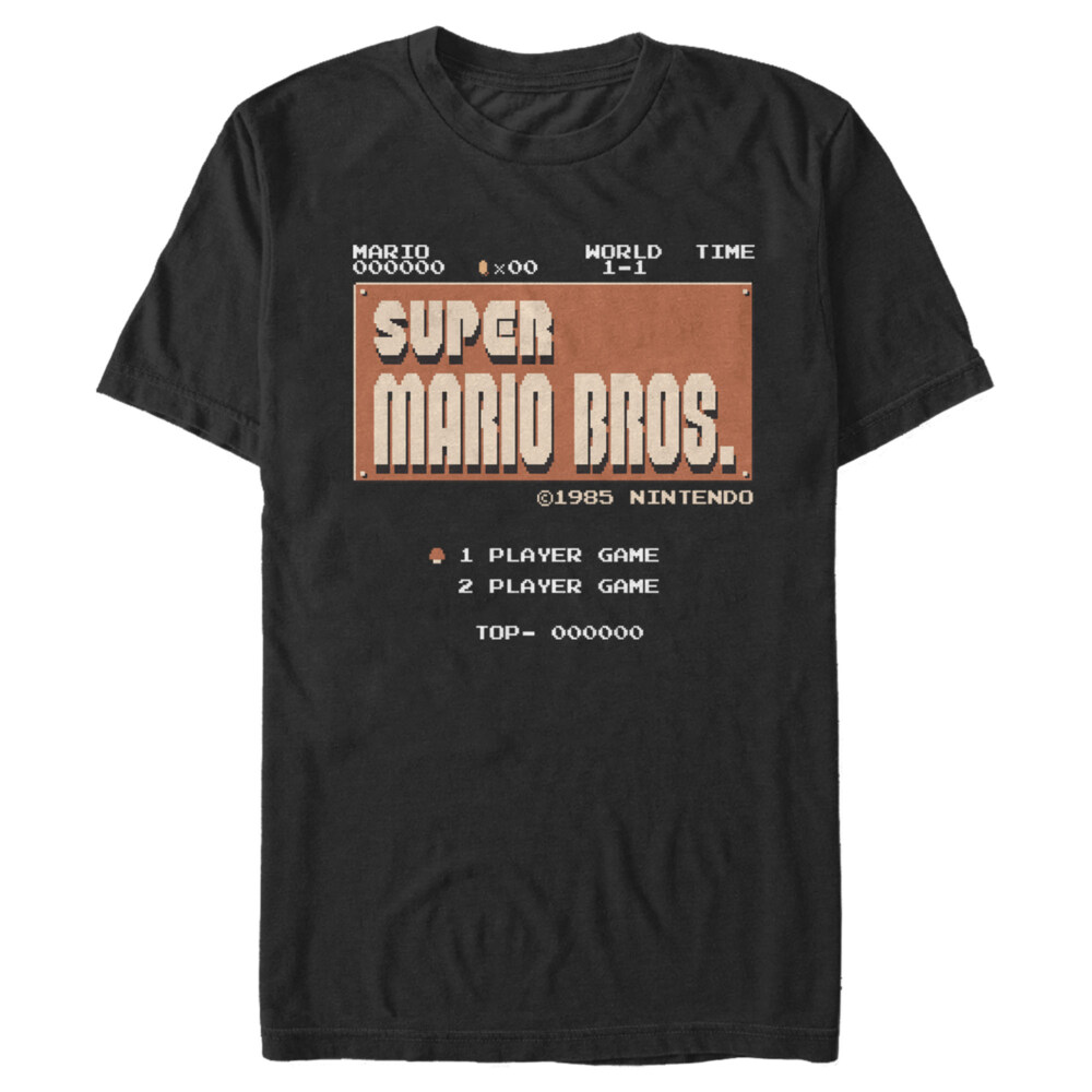 Men's Nintendo Super Mario Brothers Title Screen  Adult T-Shirt