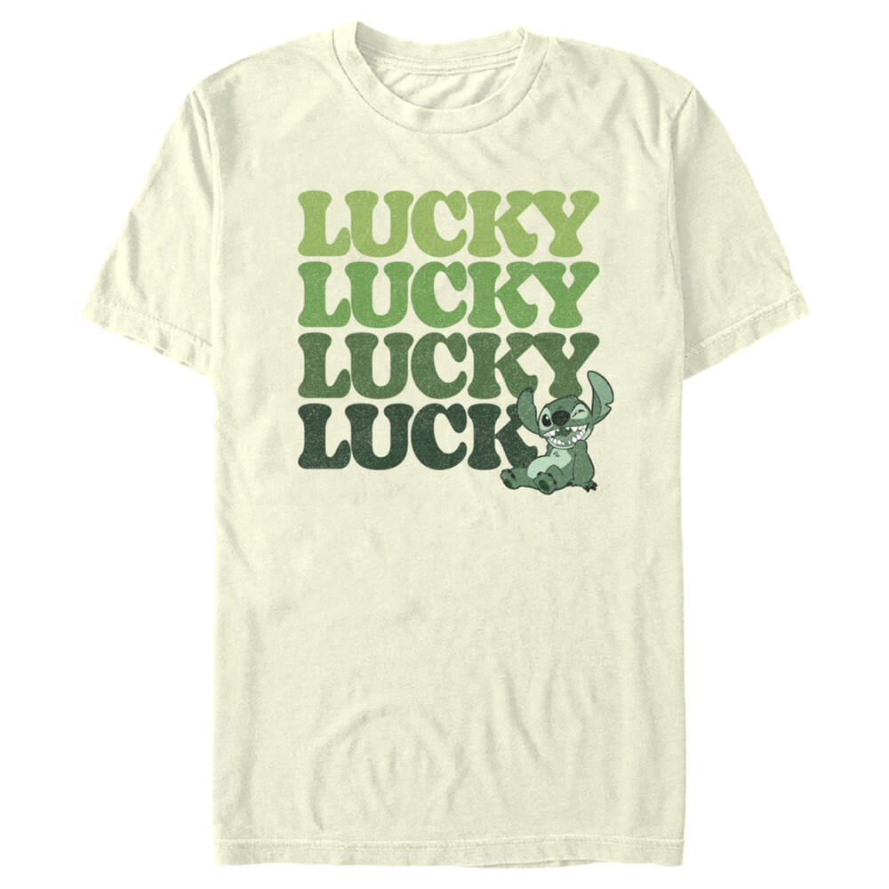 Men's Lilo & Stitch St. Patrick's Day Stitch Lucky Stack  Adult T-Shirt