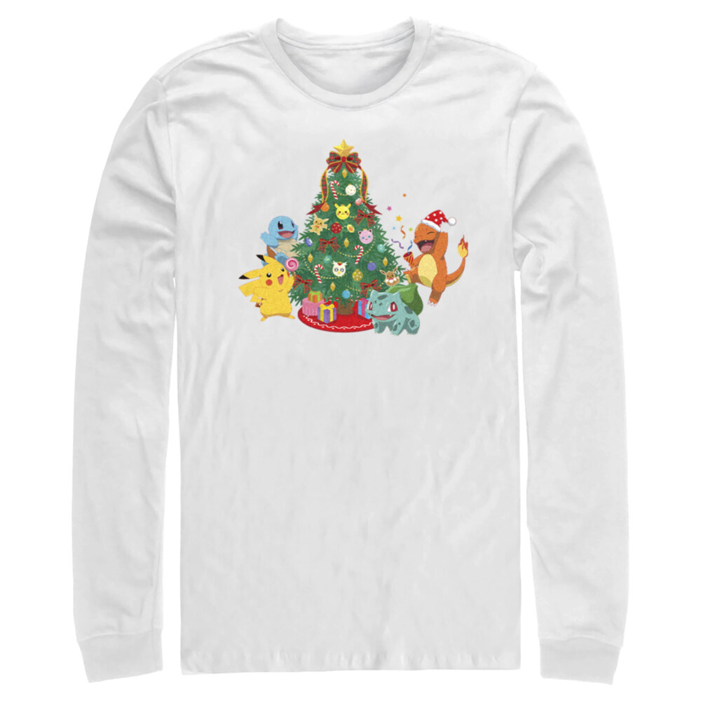 Men's Pokemon Christmas Tree Characters  Adult Long Sleeve Shirt