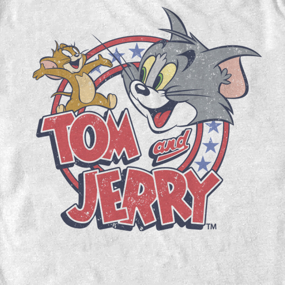 Men's Tom and Jerry Patriotic Stars and Stripes Circle  Adult T-Shirt