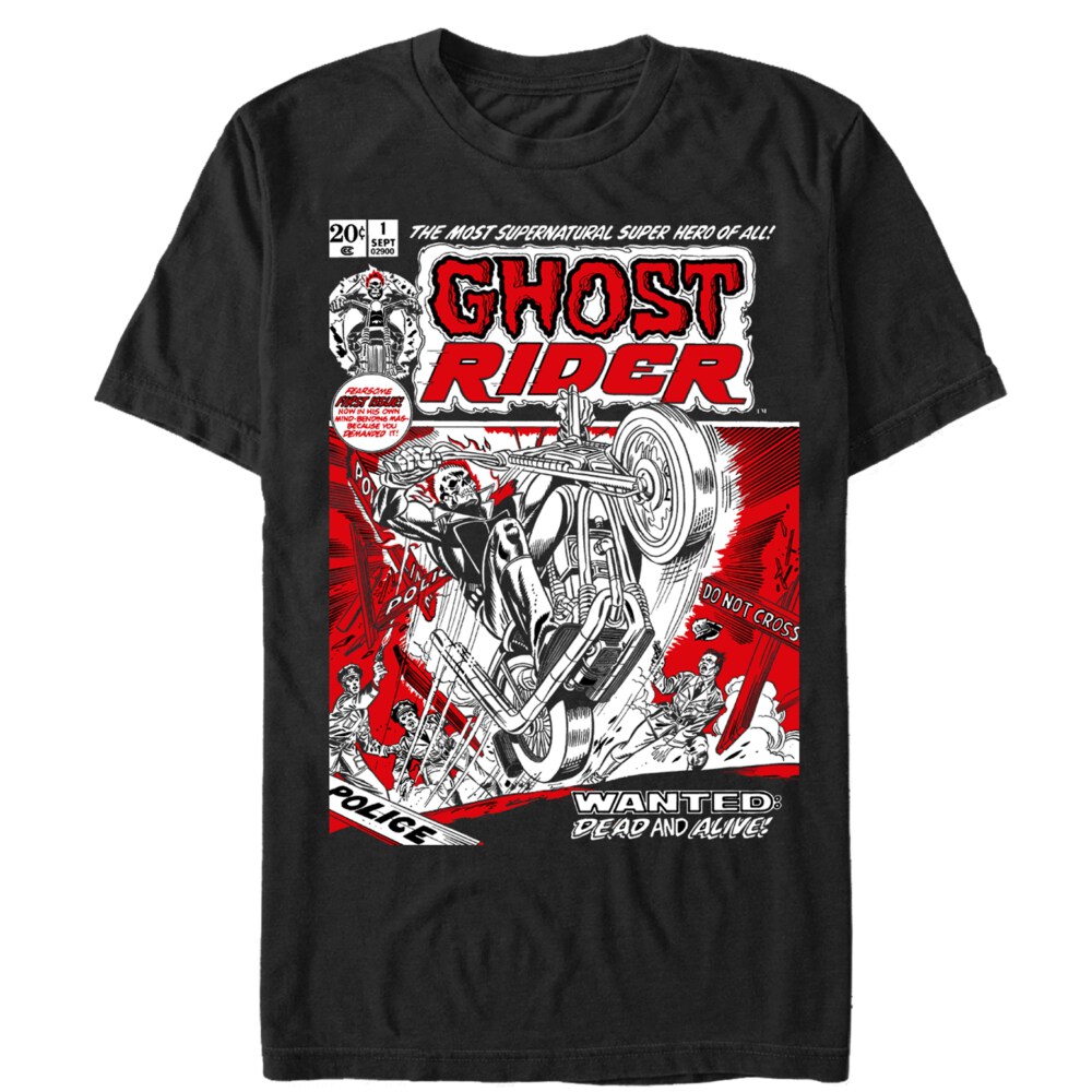 Men's Marvel Ghost Rider Comic Book Cover Print  Adult T-Shirt