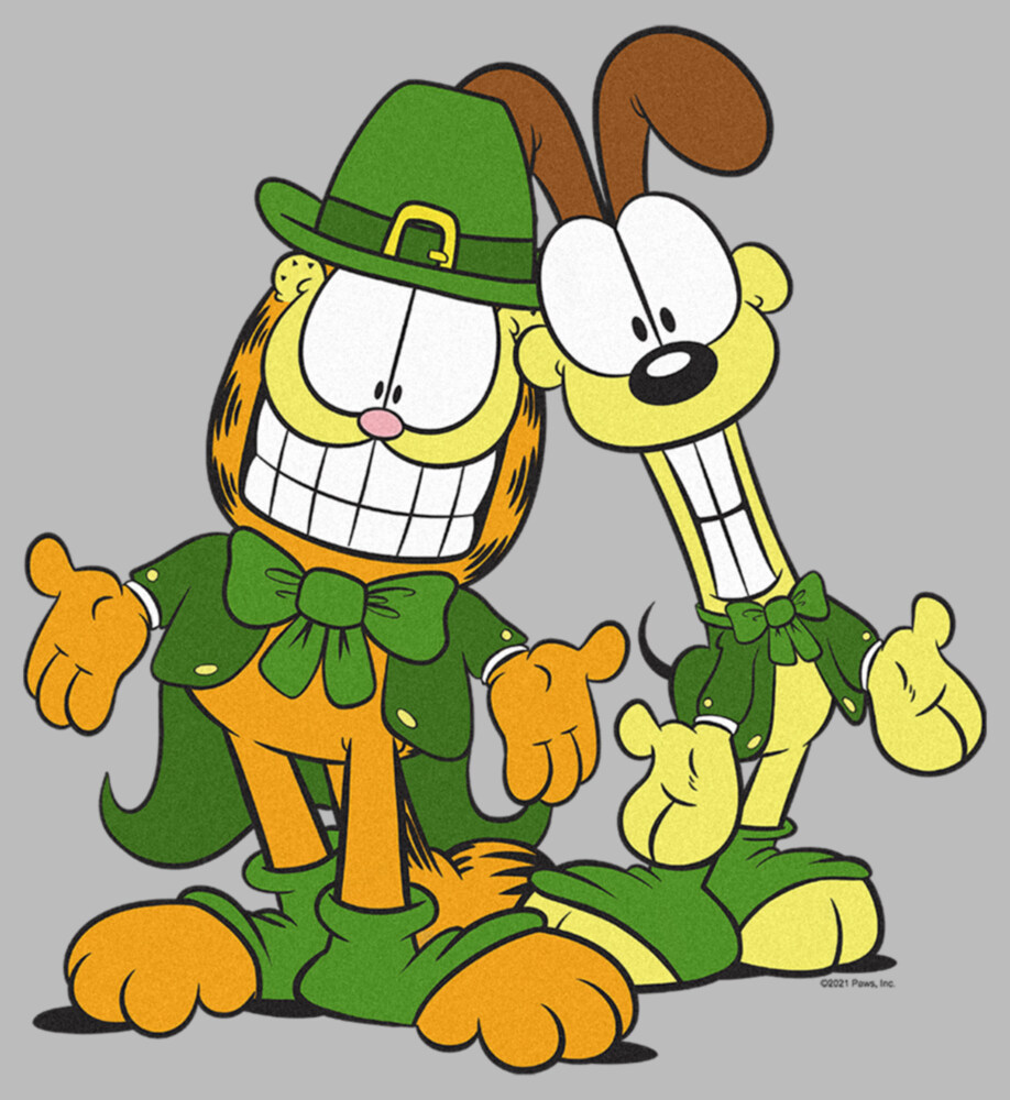 Men's Garfield St. Patrick's Day Odie and Garfield Leprechaun Duo  Adult T-Shirt
