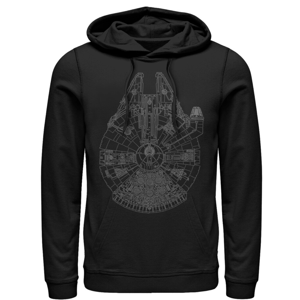 Men's Star Wars Millennium Falcon Outline  Adult Pull Over Hoodie
