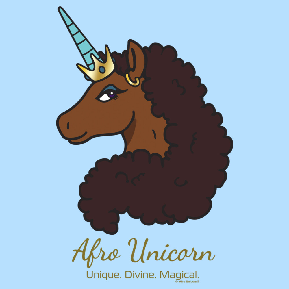 Men's Afro Unicorn Unique Logo  Adult T-Shirt