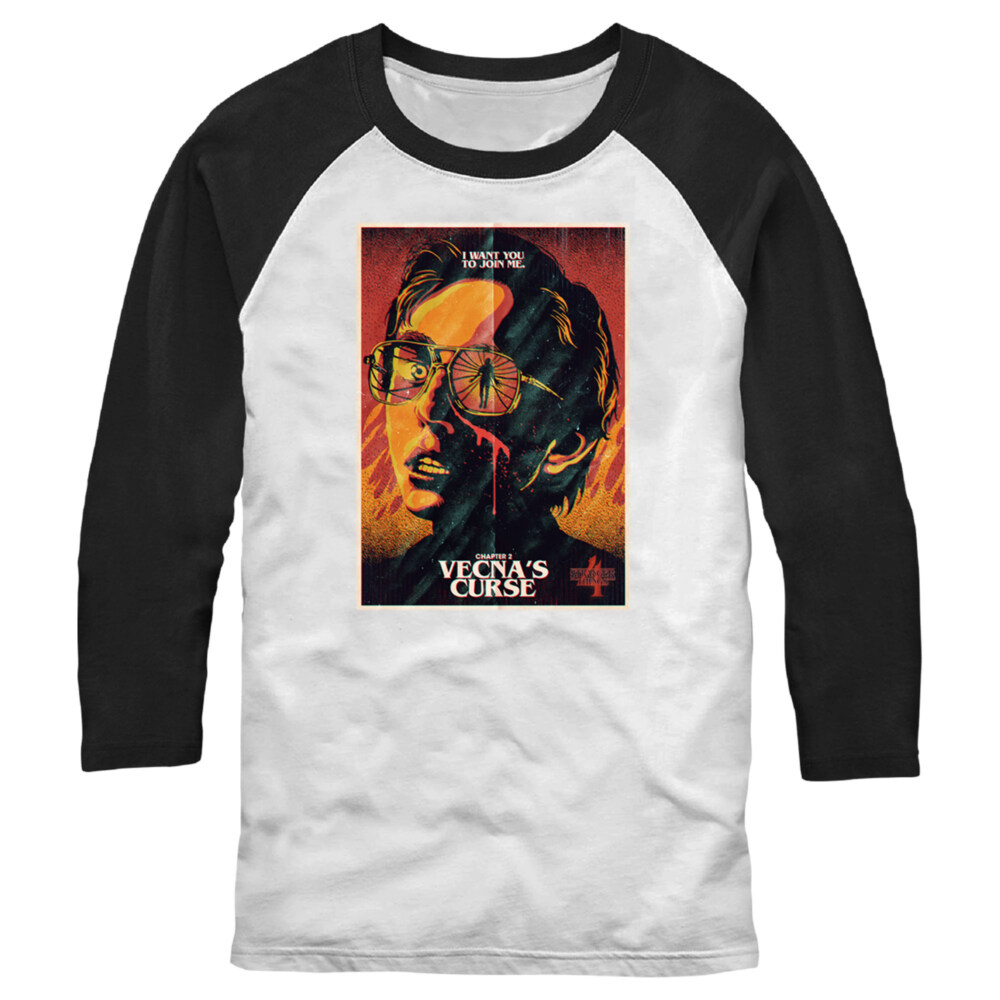 Men's Stranger Things Retro Vecna's Curse Poster  Adult Baseball Tee