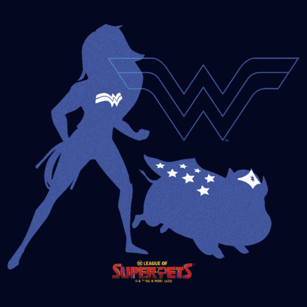 Men's DC League of Super-Pets Wonder Woman and PB Silhouette  Adult T-Shirt