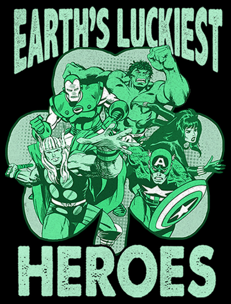 Men's Marvel St. Patrick's Day Earth's Luckiest Heroes  Adult Pull Over Hoodie