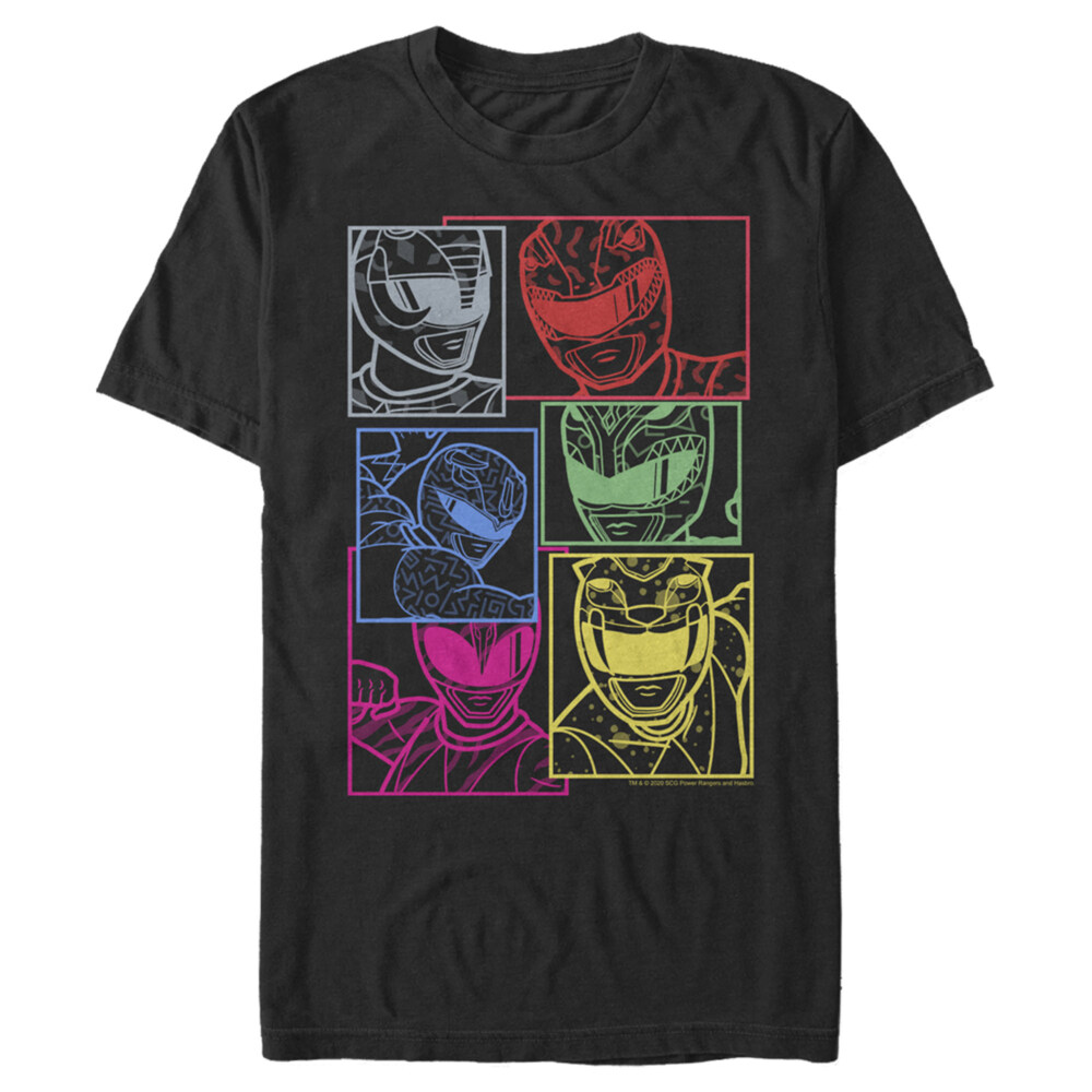 Men's Power Rangers Neon Boxes  Adult T-Shirt