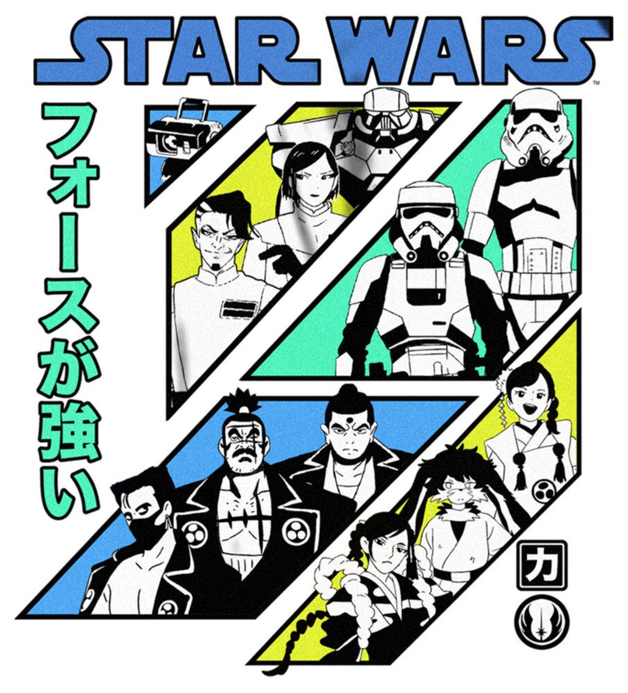 Men's Star Wars: Visions Retro Anime Character Panels  Adult T-Shirt