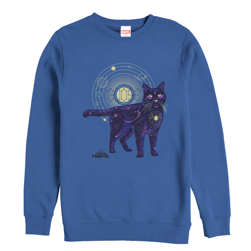 Men's Marvel Captain Marvel Celestial Goose Cat  Adult Sweatshirt