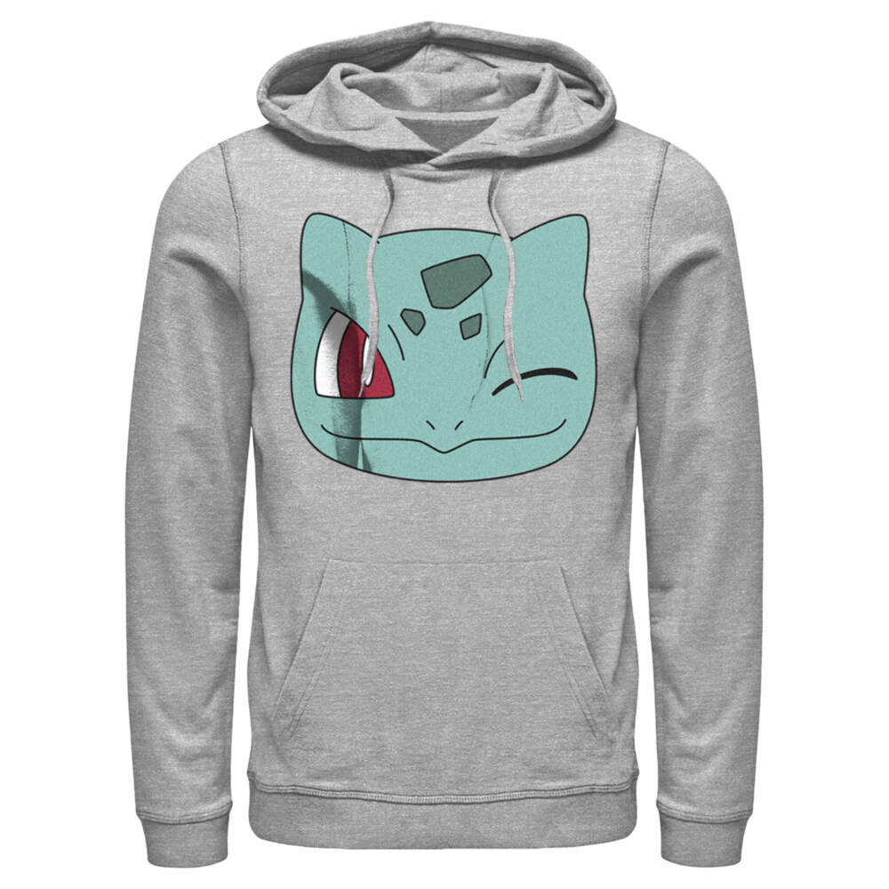 Men's Pokemon Bulbasaur Wink Face  Adult Pull Over Hoodie