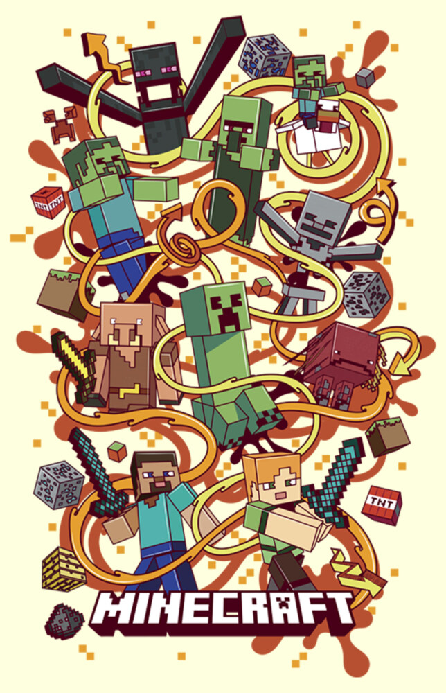 Men's Minecraft Group Shot  Adult T-Shirt