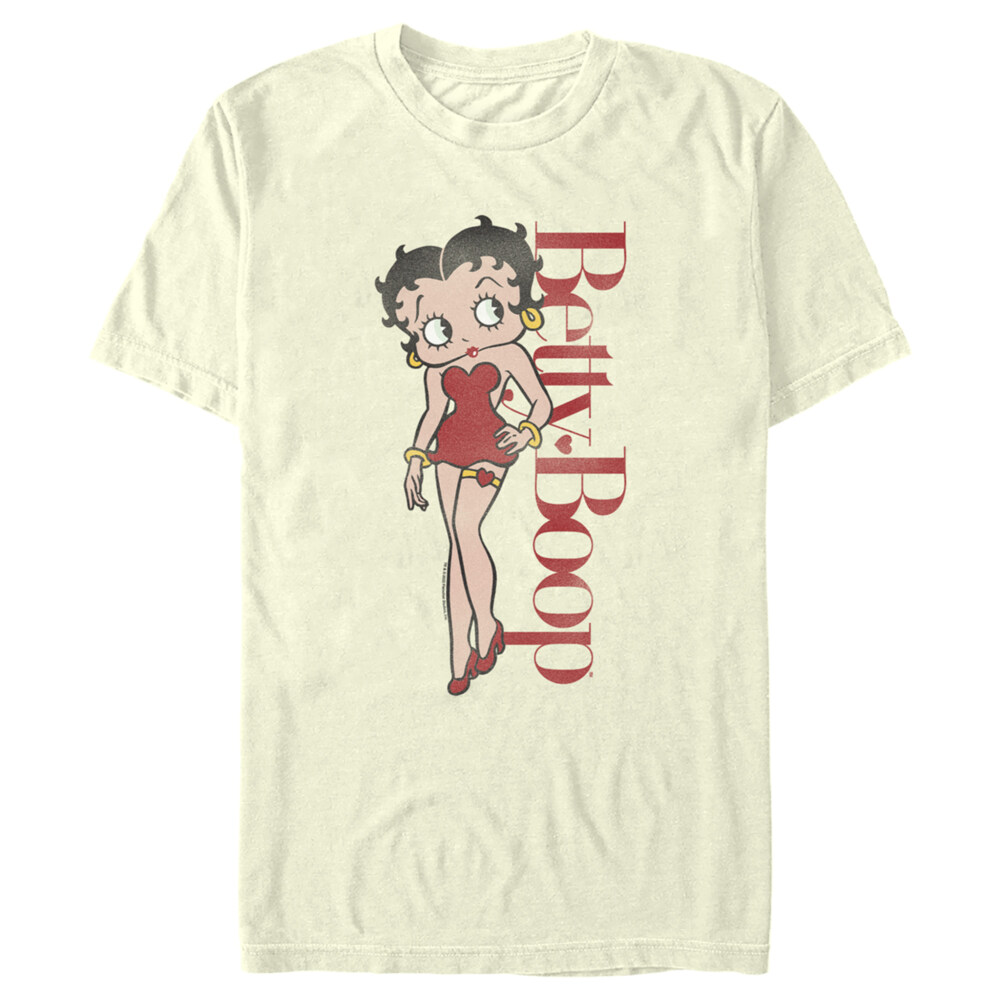 Men's Betty Boop Distressed Red Portrait  Adult T-Shirt