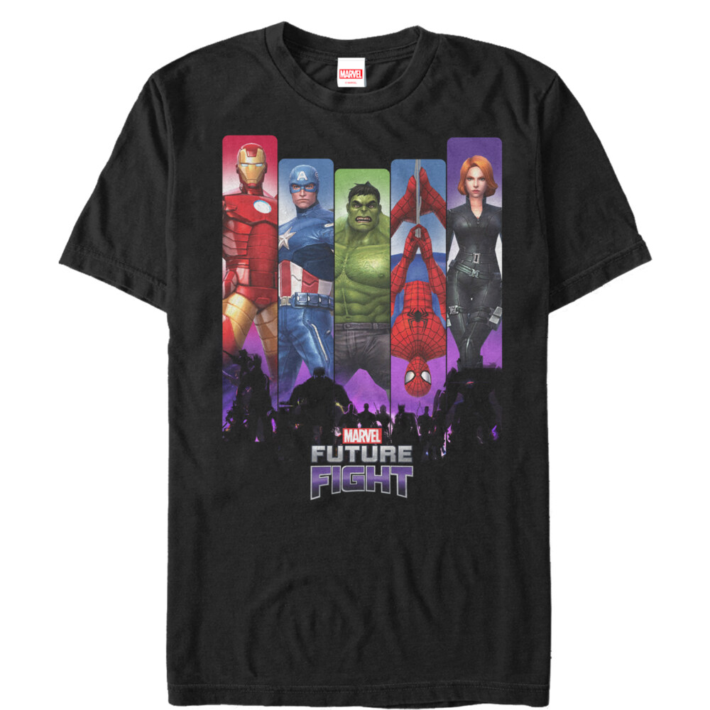 Men's Marvel Future Fight Character Rainbow Panel  Adult T-Shirt