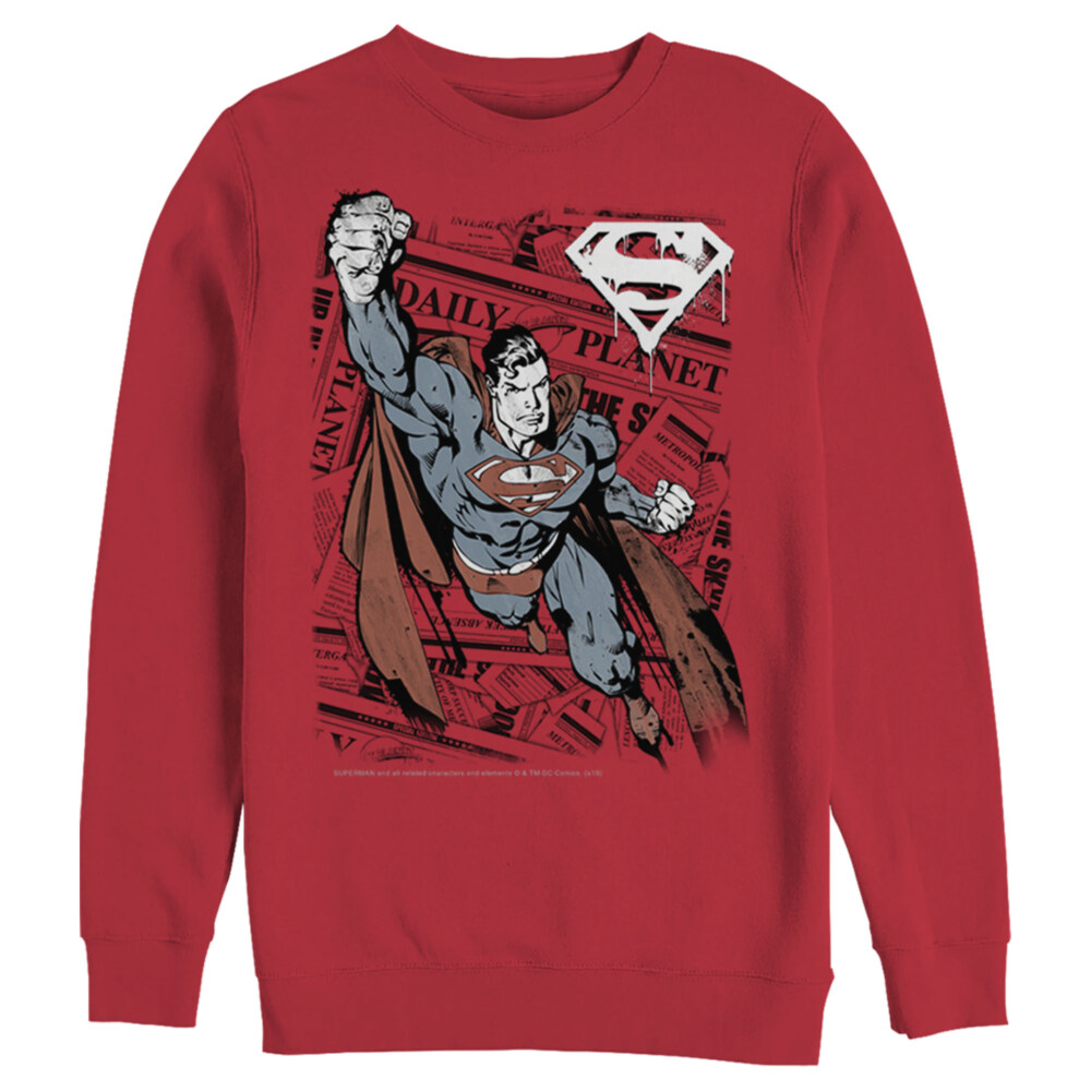 Men's Superman Daily Planet Newspaper  Adult Sweatshirt
