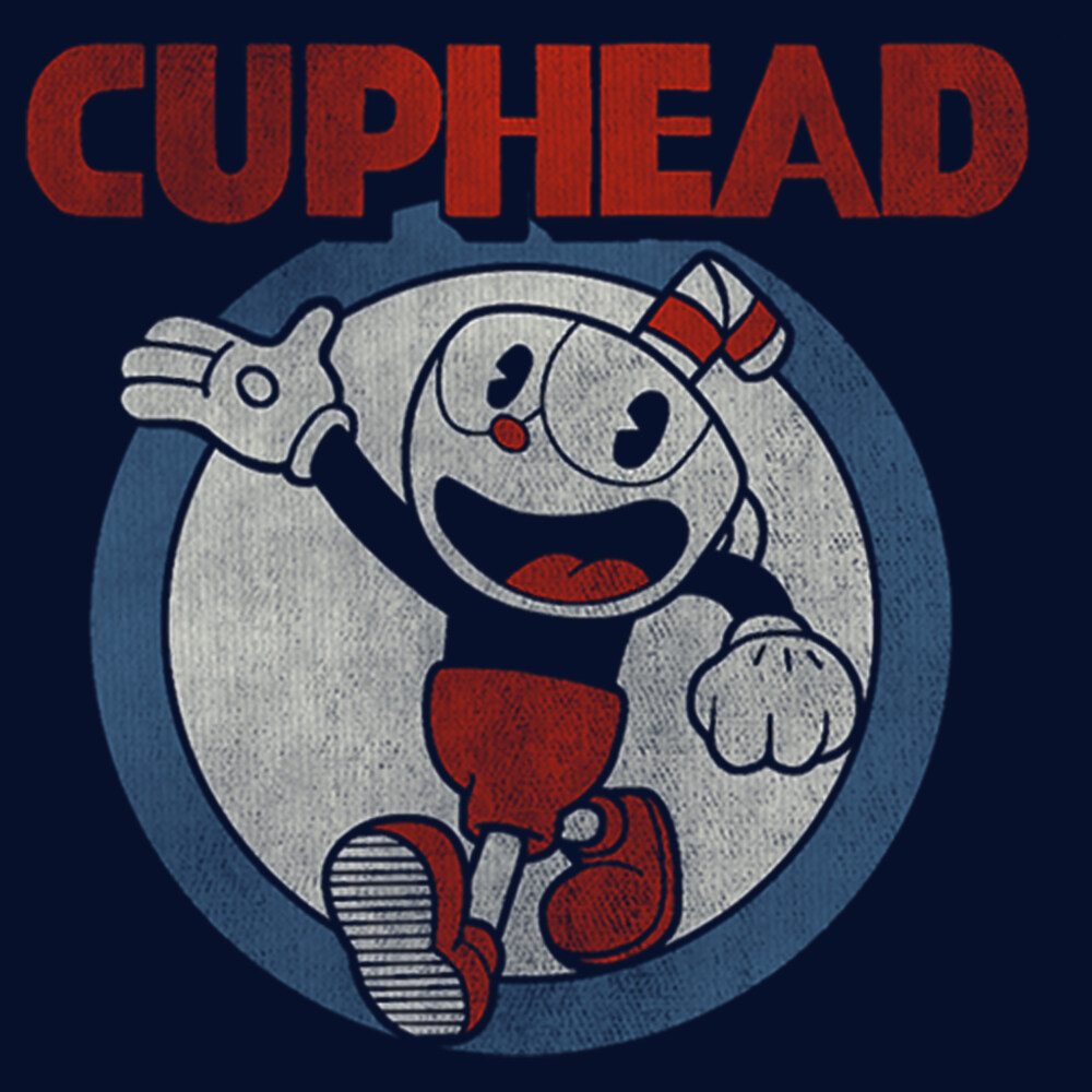 Men's Cuphead Smile and Wave Distressed  Adult Pull Over Hoodie