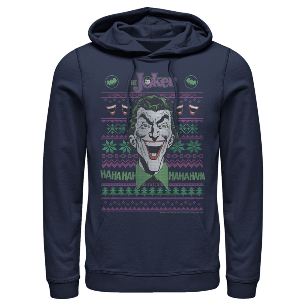 Men's Batman Ugly Christmas Joker Laugh  Adult Pull Over Hoodie