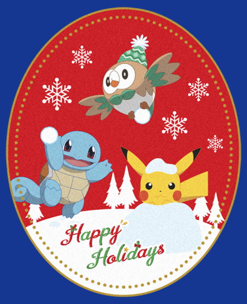 Men's Pokemon Christmas Happy Holidays Patch  Adult Sweatshirt