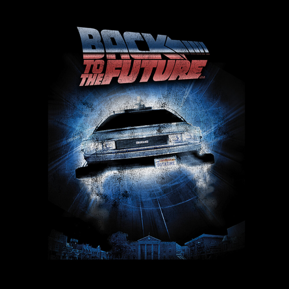 Men's Back to the Future Retro DeLorean Poster  Adult T-Shirt