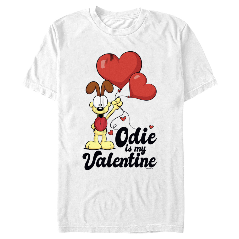 Men's Garfield Odie is My Valentine  Adult T-Shirt