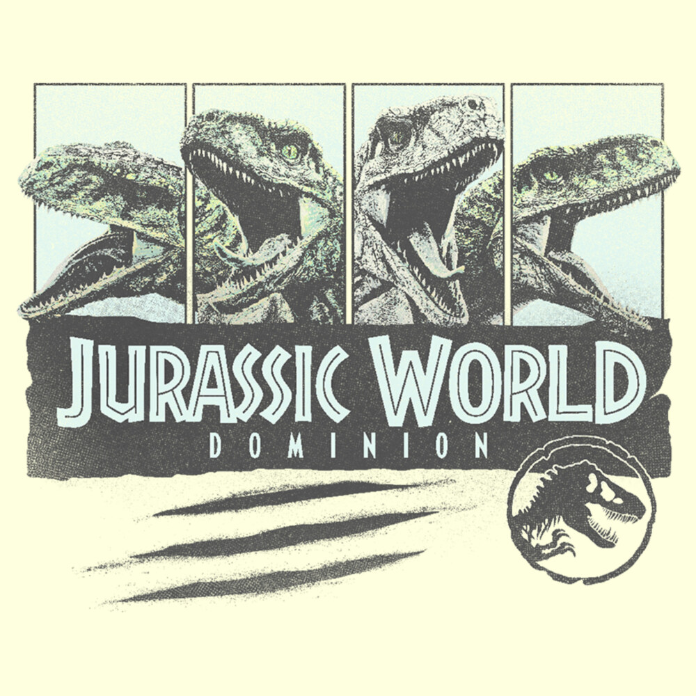 Men's Jurassic World: Dominion Velociraptor Vintage Panel Scratch  Adult T-Shirt